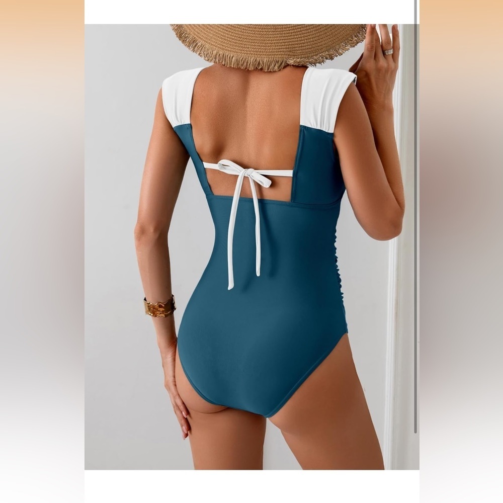 B2prity OnePiece Swimsuit Retro Square Neck Tummy Control full coverage L/284 - Picture 2 of 2